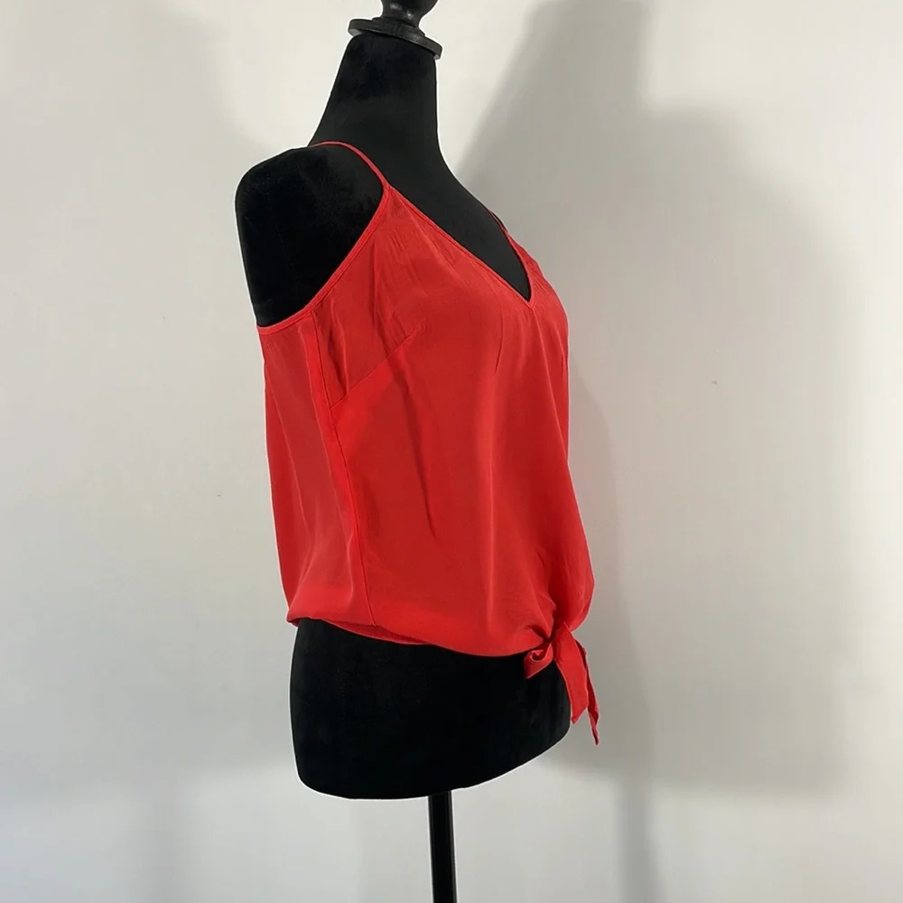 Bebe Red silky soft Cami,spaghetti strap’s,front tie waist,V-neck,Sleeveless - Picture 11 of 12